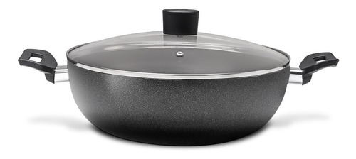 Wok Con Tapa 28cm Y Asas Marca Brinox Modelo Ebony