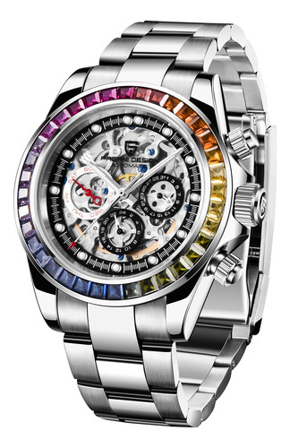 Reloj Automático Pagani Lujo Círculo Arcoiris Para Hombre