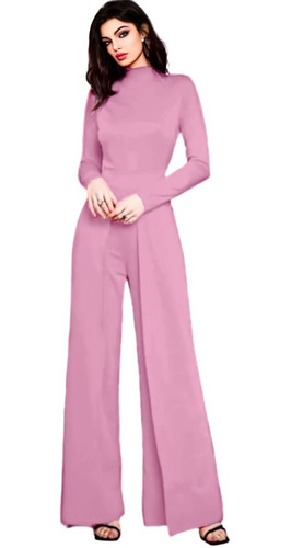 Palazzo Jumpsuit Cuello Alto Elegante De Moda Casual Dama