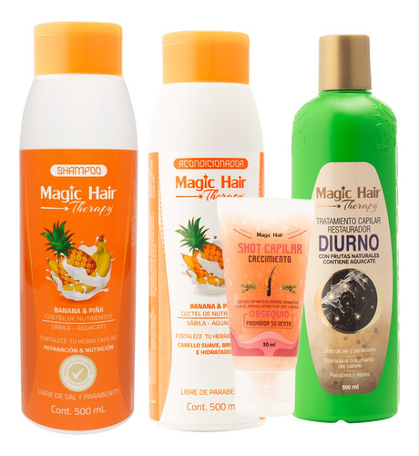 Magic Hair Shampoo Banana, Acondicionador Y Diurno