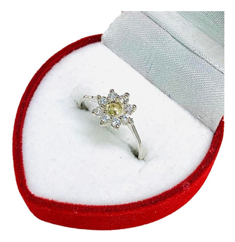 Anillo Roseta Flor Con Cubic De Plata Y Oro Ap 308