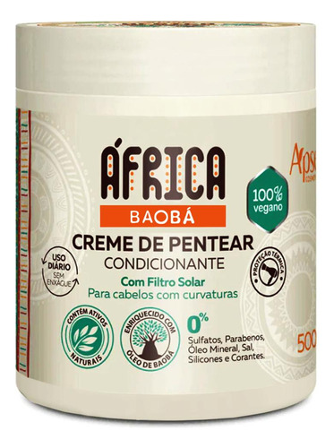 Creme De Pentear África Baobá 500g Com Proteção Térmica Apse