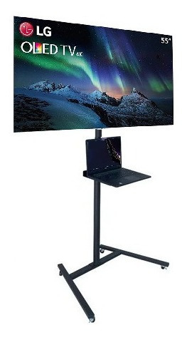 Pedestal Para Tv E Notebook C Rodinhas Suporte Chão Rodizio