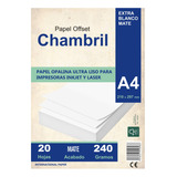 Papel Opalina A4 240 Gramos Chambril Cartulina Mate Inkjet