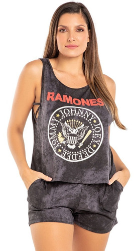 Pijama Musculosa Short Verano Ramones Bianca Secreta 22000