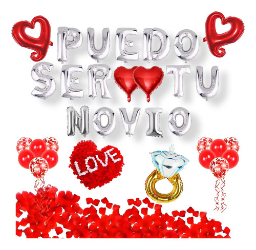 Decoracion Globos Metalicos Puedo Ser Tu Novio 40 Cm | Meses sin interés