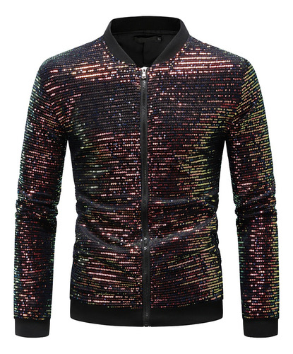 Jaqueta Bomber Masculina De Lantejoulas Coloridas Brilhantes