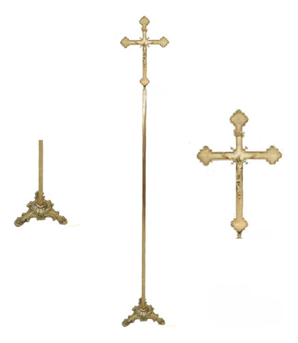 Cruz De Procissão Feita De Bronze - Simples - Capela /igreja