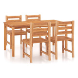 Vidaxl Juego De Comedor De Madera Maciza De Teca Para Patio.