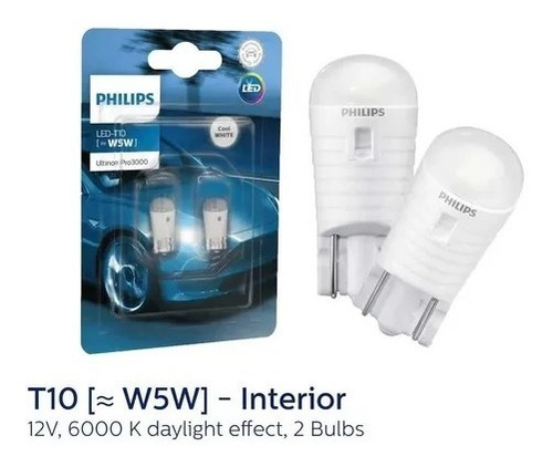 Philips Blister T10 Ultinon Led 6000k 12v Daylight Effect 