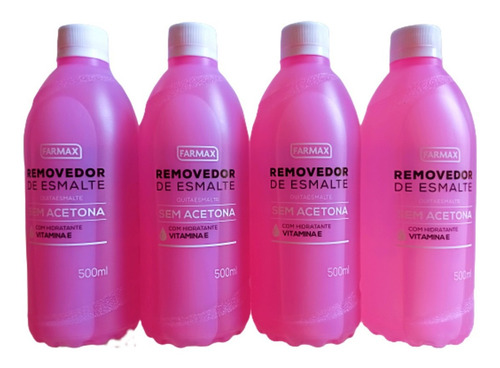 Removedor De Esmalte Sem Acetona Kit C/ 4 =500ml Cada=farmax