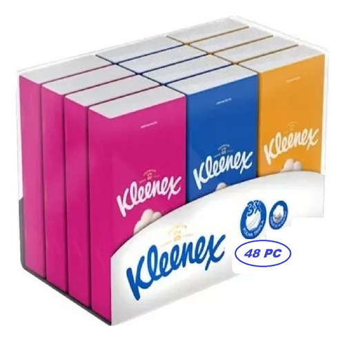 Kit 48 Pacote  Lenço De Bolso  Algodão   Kleenex C/ 10 Unid.