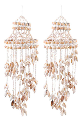 2x Conch Sea Shell Wind Chime Hanging Enfeite Decorati .