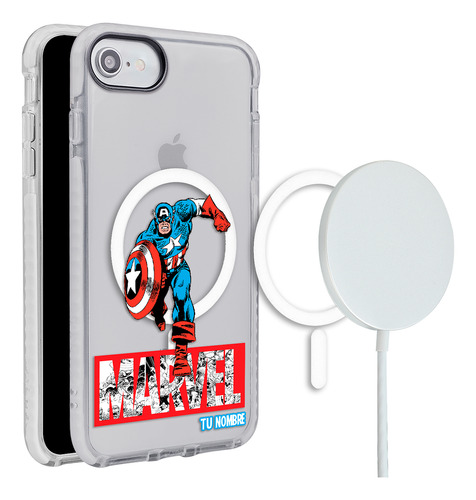 Funda Para iPhone Magsafe Capitán América Marvel Nombre