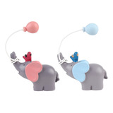 2 Adorables Adornos De Pastel Con Forma De Elefante Con Glob