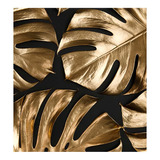 Vinilo 45x45cm Oro Hojas De Adan Monstera Plantas Deco M1