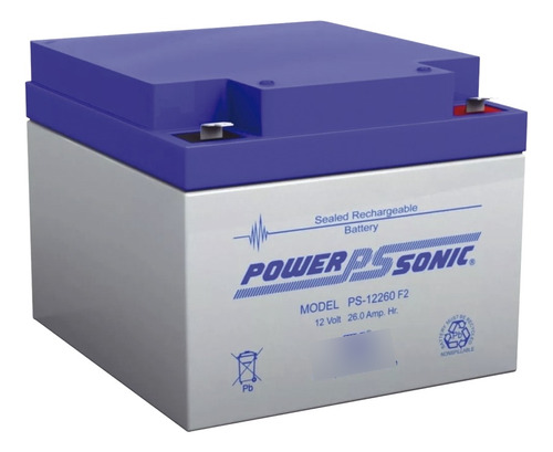 Power Sonic, Batería De Respaldo Ul De 12v 26ah, Ps-12260-f2