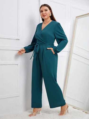 Palazzo Jumpsuit De Manga Farol Con Cinturón