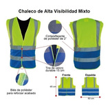 Chaleco Reflejante Alta Visibilidad Amarillo  Azul Vial   