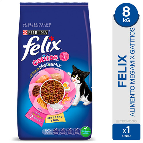 Alimento Felix Gatito Megamix Proteina Purina Premium 8kg