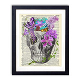 Cuadro Decorativo Calavera Con Flores Y Cristales