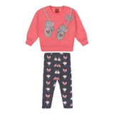 Conjunto Infantil Feminino Casaco + Legging Kyly Moletom 1an