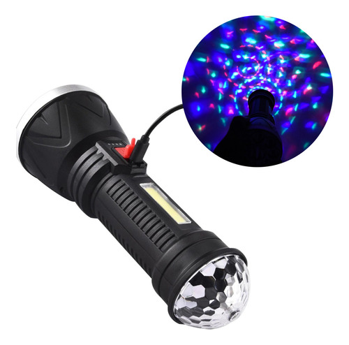 Linterna Led Cob Con Mini Esfera Rgb Recargable Usb Cl-w09