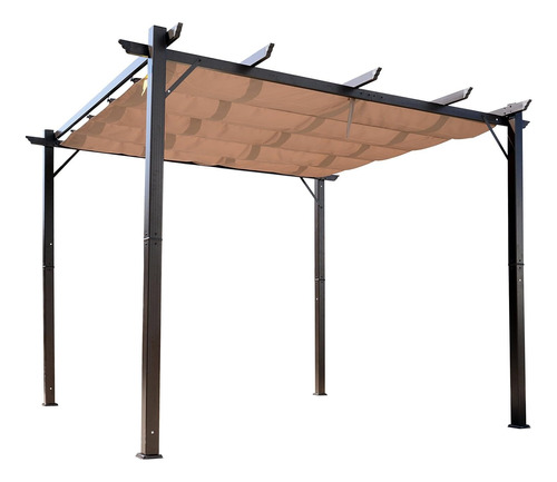 Pergola Retractil Con Toldo Color Beige Marca Outsunny