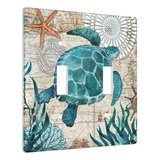 Cubierta De Placa De Pared Doble Vintage Ocean Turtle Starfi