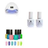 Combo Lampara Profesional Uv + 1 Gama Gel Mussa + Base + Top