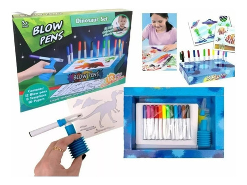 Set Aero-plumones Para Niños / Blow Pens 12 Plum.