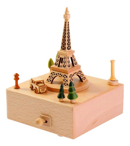 Caixa De Música Torre Eiffel De Madeira Artesanal Presente