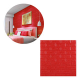 Panel Adhesivo 3d Papel Tapiz Pared Ladrillo Decorativo Rojo