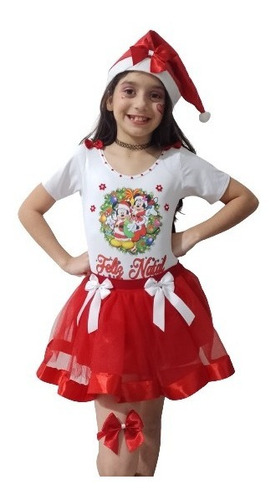 Conjunto De Natal Menina Mickey E Minnie Com Gorrinho 