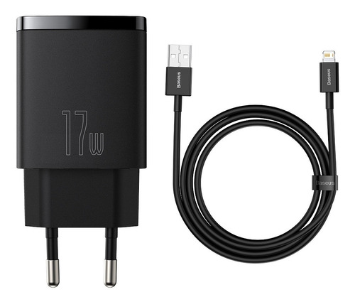 Carregador De Parede 17w Baseus 3x Usb P/ iPhone C/ Cabo 1m