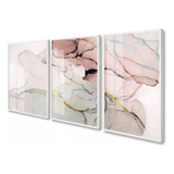 Quadro Decorativo Abstrato Tons De Rosa 50x70 Com Vidro Trio
