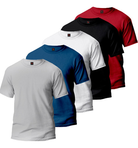 Camisetas Masculinas Basica Gola Redonda 5 Unidades, Algodão