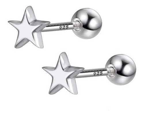 Aretes Broquel Estrellitas Plata Ley 925 Mujer