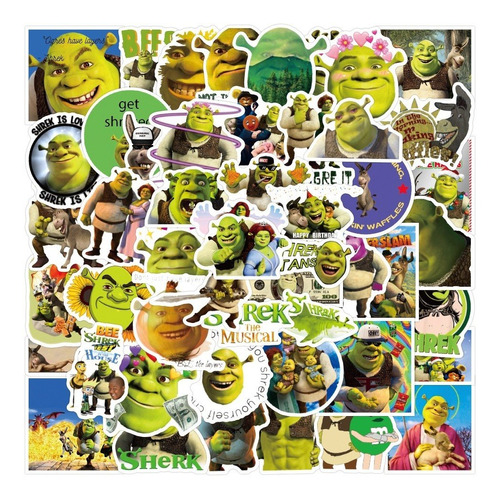 50 Stickers De Shrek - Etiquetas Autoadhesivas