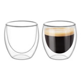 Shot Taza Doble Pared Vidrio Borosilicato 80ml Espresso X2