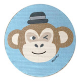 Alfombra Infantil Redonda Cicular Bebe Multiply Animales 1m Diseño De La Tela Monkey Hugo