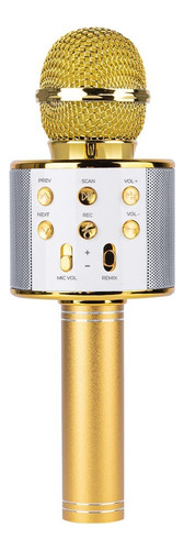 Micrófono Inalámbrico De Karaoke Con Bocina Bluetooth Oro Color Dorado