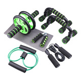 Set Deportivo 7 En 1 Rueda Abdominal Cuerda Lhotse Fit Color Verde