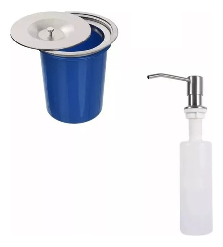 Kit Lixeira De Embutir Tampa De Inox + Dispenser Detergente