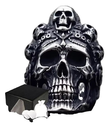 Combo Anillo Calavera Catrina Acero Inoxidable Unisex Muerte