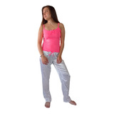 Pijama Pantalón Satin O Piel De Durazno Blusa Esqueleto Tira