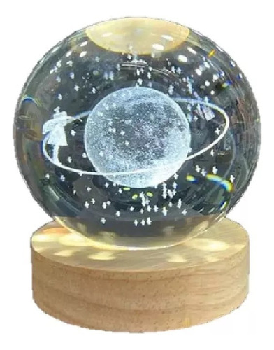 Lampara 3d  Flotante Cristal Universo Planeta Escritorio
