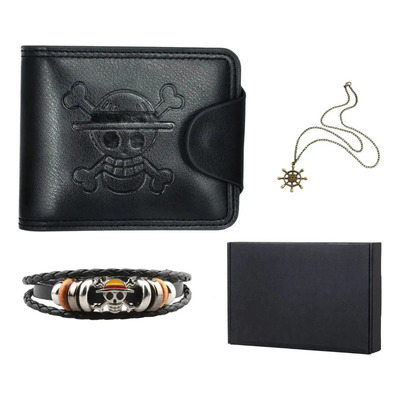 Cartera One Piece Luffy Anime Alta Calidad + Accesorios 3pcs | Meses sin interés