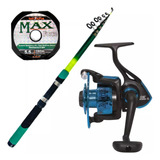 Kit Pesca Praia Molinete Delta + Vara Leones 4,20m + Linha