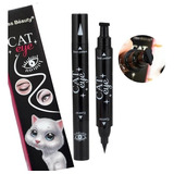 Delineador 2 En 1 Estampado Cat Eye Kiss Beauty Color Negro